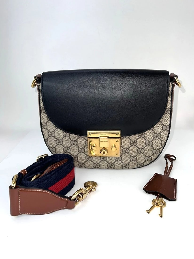 Gucci GG Supreme Web Padlock Black Messenger Shoulder Bag - 2