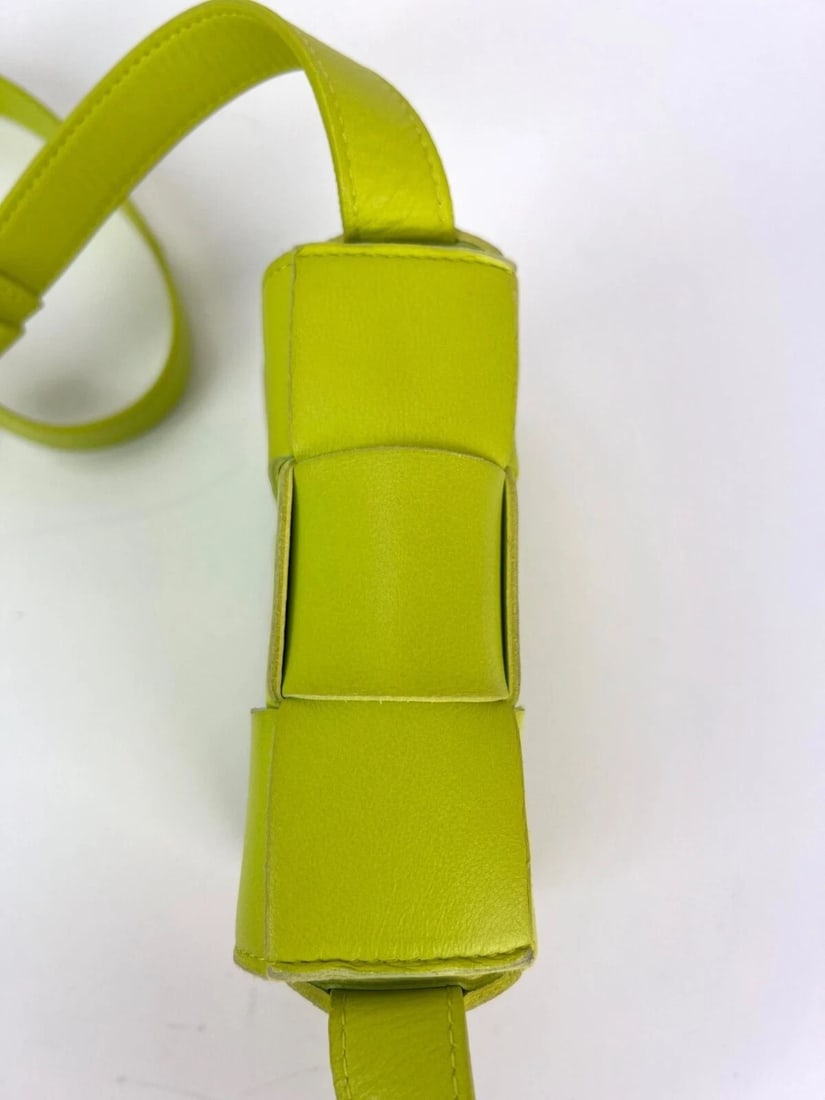 BOTTEGA VENETA Intrecciato Mini Cassette Lime Green Lambskin CrossbodyBag - 12