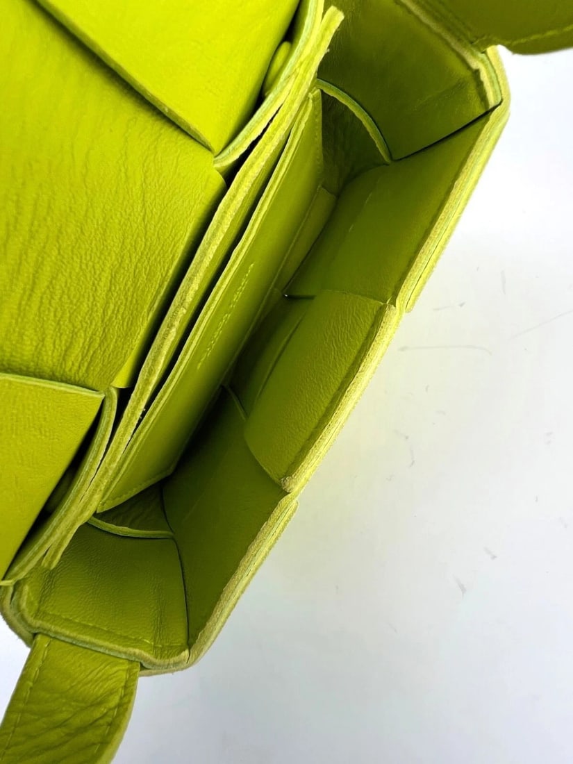 BOTTEGA VENETA Intrecciato Mini Cassette Lime Green Lambskin CrossbodyBag - 9