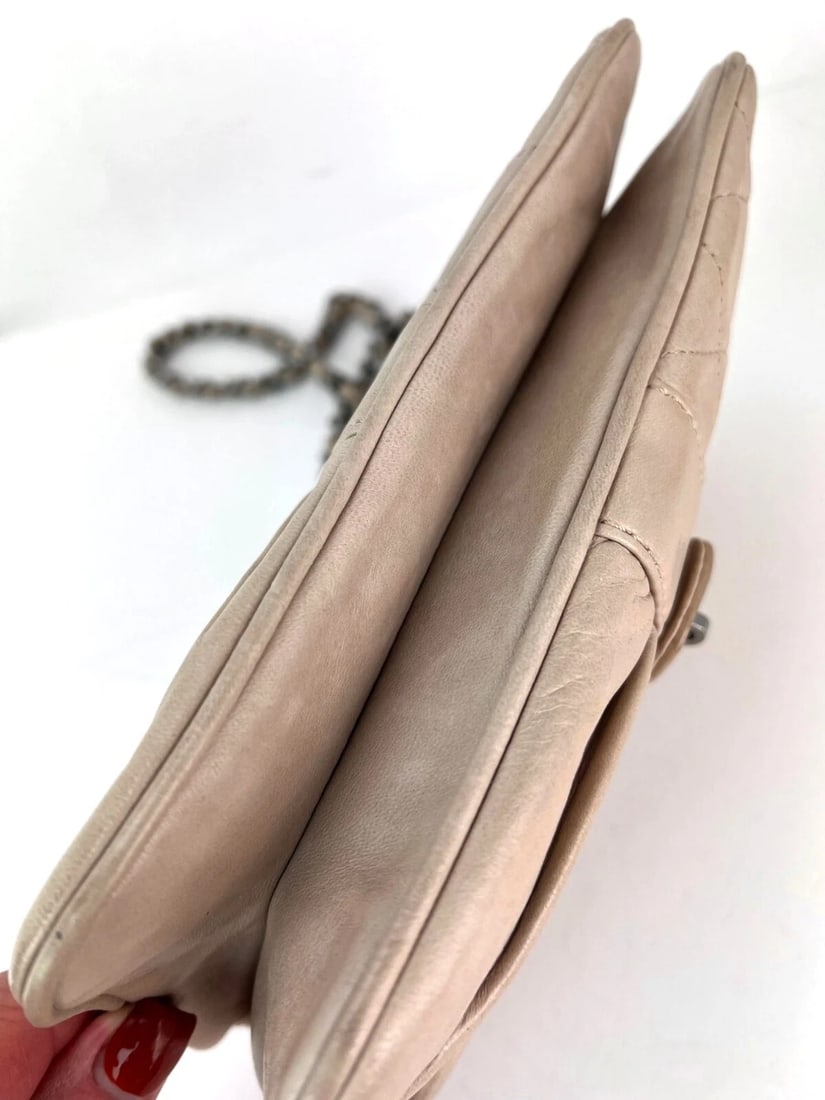 Chanel Lambskin Quilted Pile Ou Face Flap Beige Clair Shoulder Bag - 12