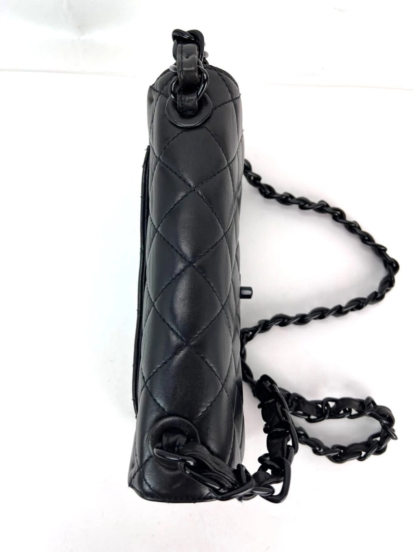 Chanel Vintage Quilted Lambskin Black Resin Chain Small Classic Single Flap - 13