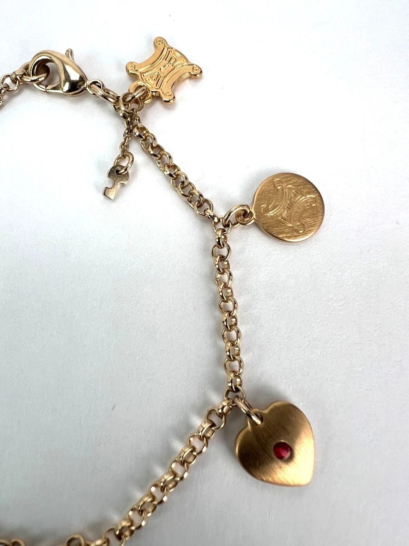 Celine Triomphe Gold metal Charm Bracelet - 10