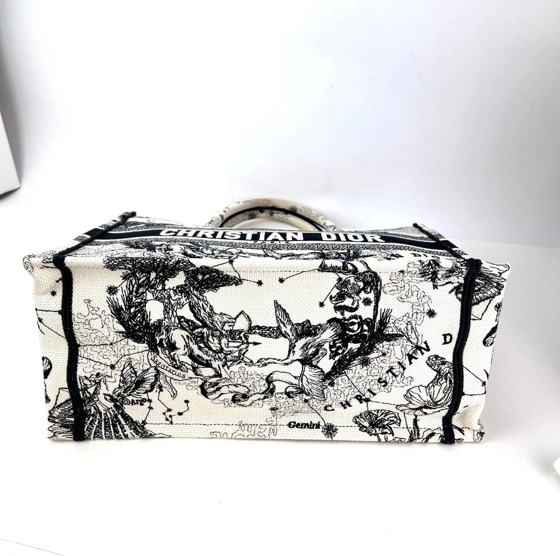 Christian Dior Book Embroidered Canvas MM Stars and Signs Black Tote - 4