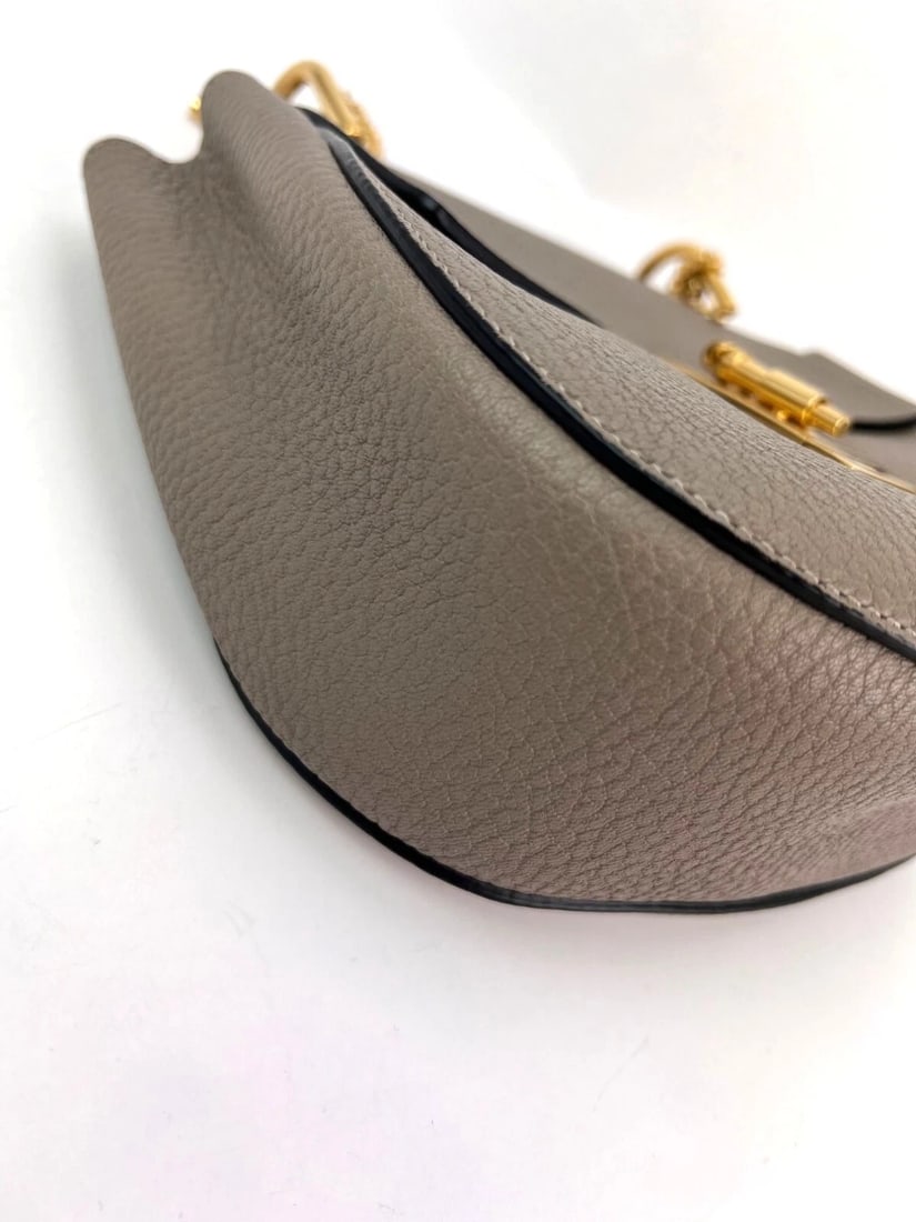Chloe Small Drew Gray Grained Lambskin Leather Shoulder Cross-body Bag - 9