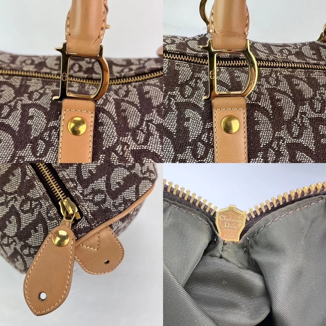 Christian Dior Vintage Trotter Diorissimo Medium Brown Boston Bag - 6