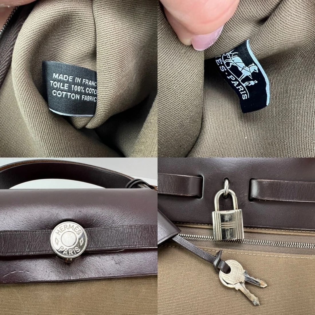 Hermes Toile Vache Hunter Herbag zip 31 PM Etoupe Ebene Shoulder Bag - 3
