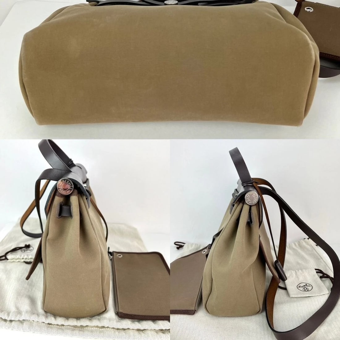 Hermes Toile Vache Hunter Herbag zip 31 PM Etoupe Ebene Shoulder Bag - 4