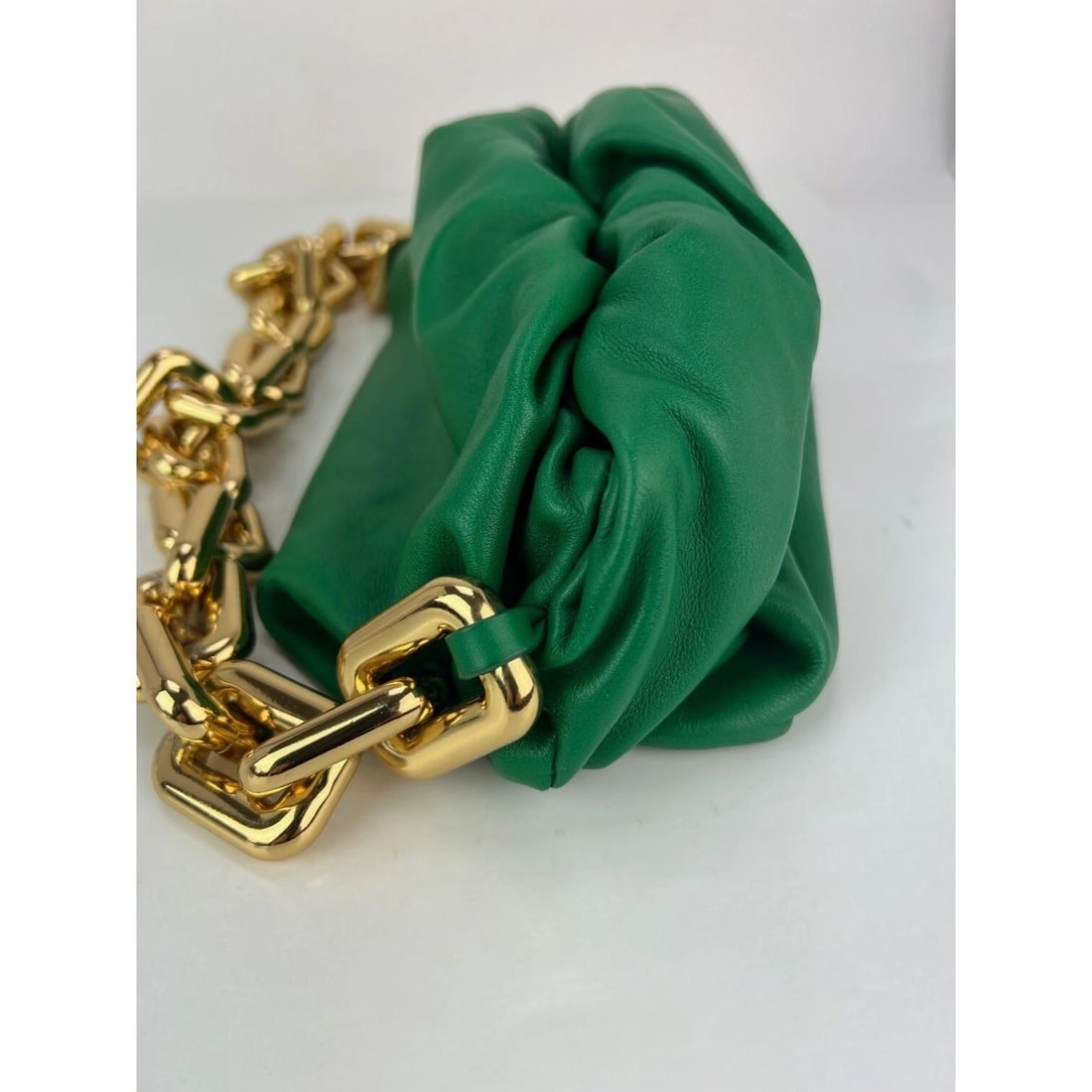 Bottega Veneta Green Chain Leather Pouch Bag Clutch - 8