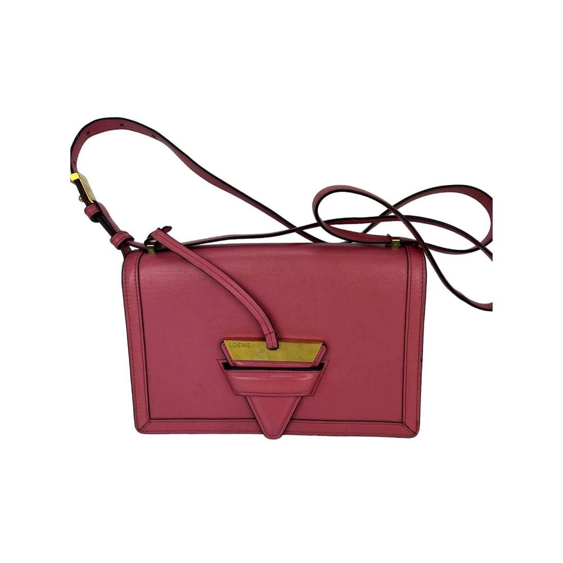 Loewe Medium Barcelona Pink Leather Shoulder Bag: Title: Loewe Medium Barcelona Pink Leather Shoulder Bag Description: Pre-Owned 100% Authentic Loewe Medium Barcelona Pink Leather Shoulder Bag RATING: B...Very Good, well maintained, shows minor signs