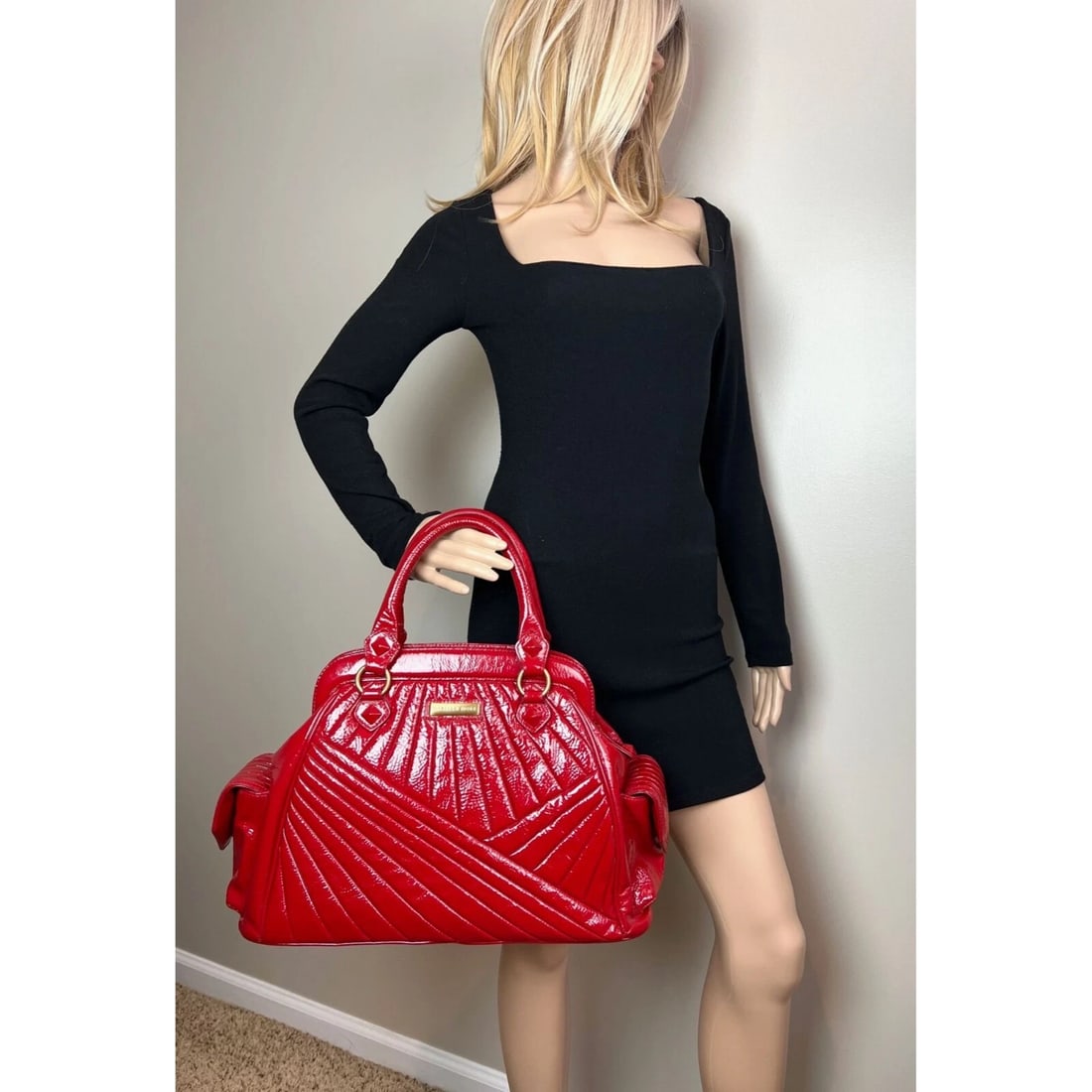 Isabella Fiore Red Patent Leather Hand bag - 6