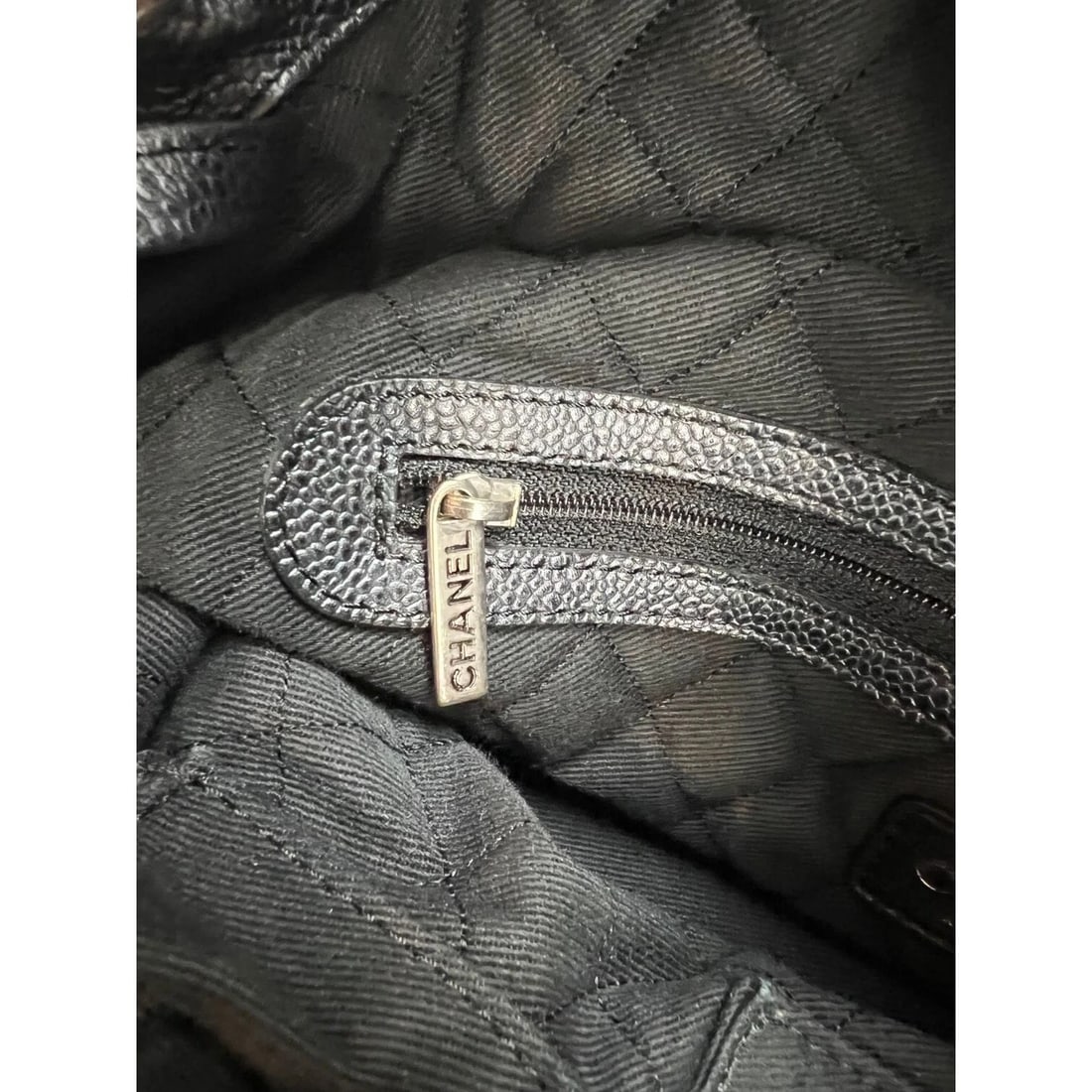 CHANEL Satin CC Large Black Bucket Shouler Bag - 12