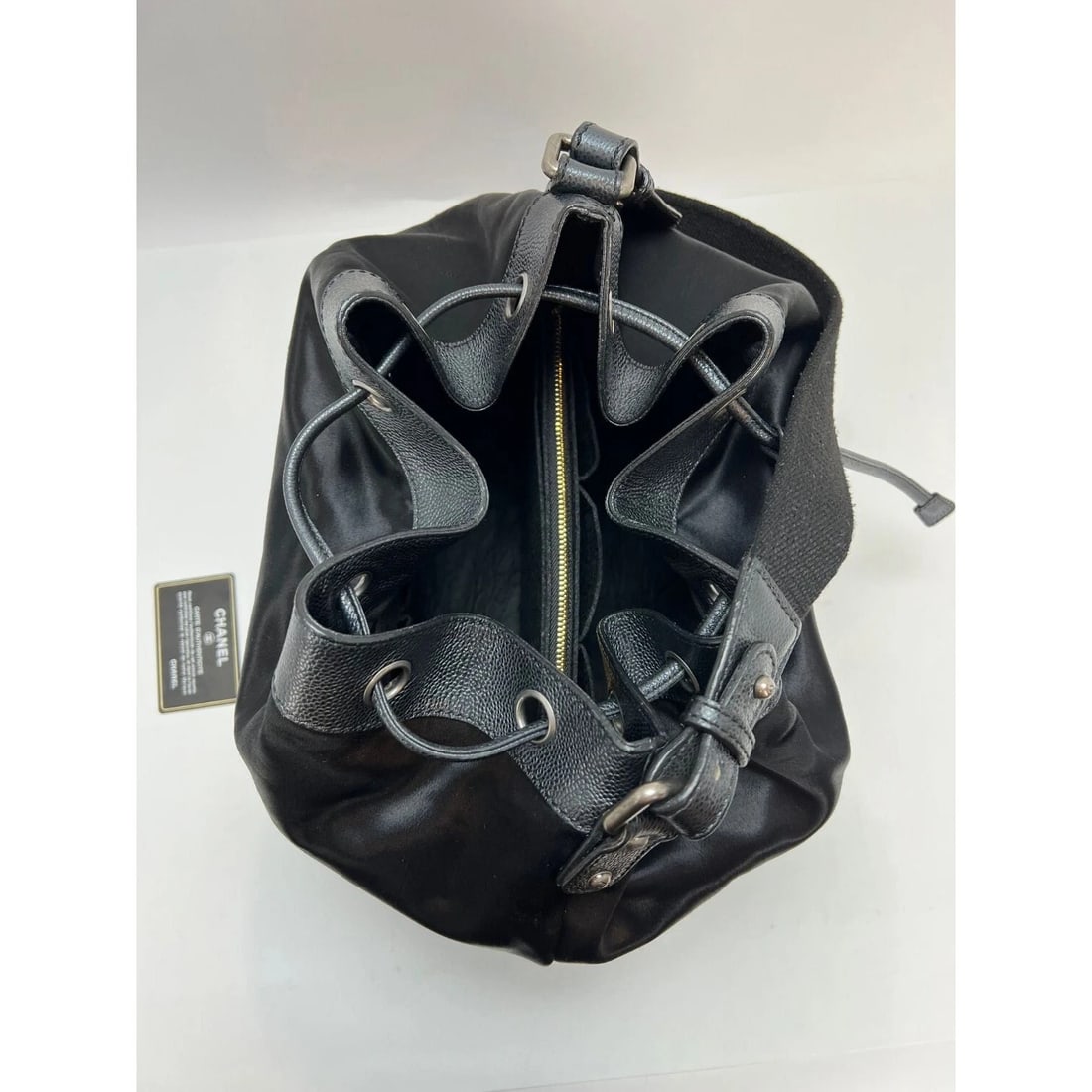 CHANEL Satin CC Large Black Bucket Shouler Bag - 14