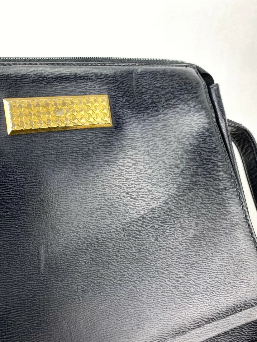 CHRISTIAN DIOR Bag Black Leather Adjustable Shoulder Bag - 12