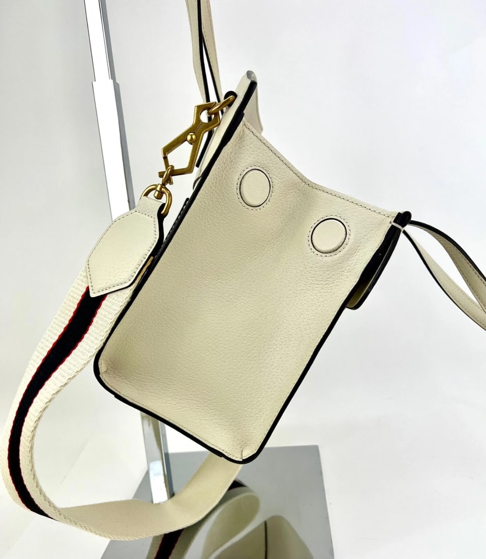 GUCCI Linea Medium Totem Web Stripped Yellow Butterfly Top Handle Bag - 9