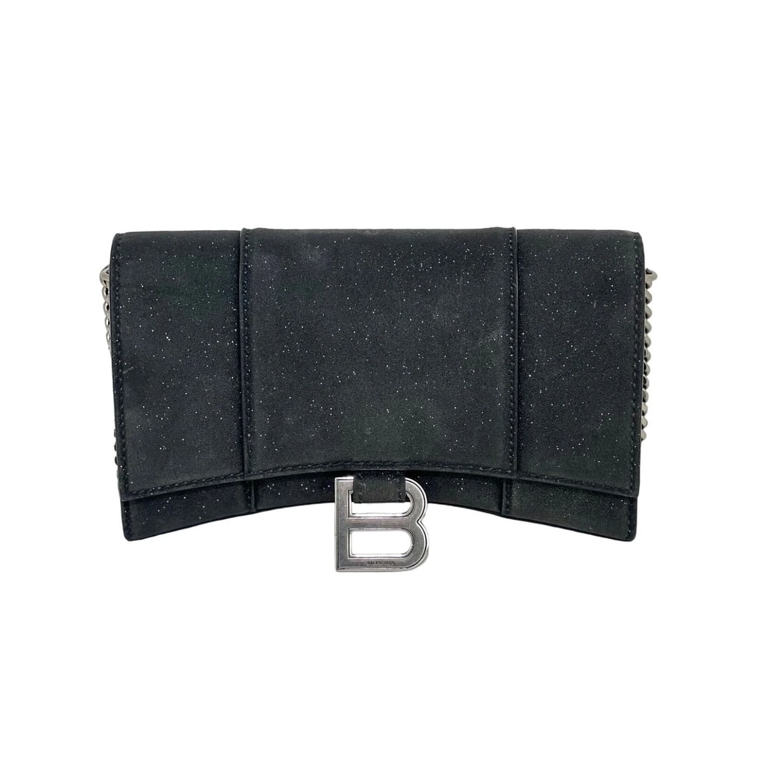 BALENCIAGA Hourglass Wallet On Chain Black Glitter Clutch Shoulder Bag: Title: BALENCIAGA Hourglass Wallet On Chain Black Glitter Clutch Shoulder Bag Description: Pre-Owned 100% Authentic BALENCIAGA Hourglass Wallet On Chain Black Glitter THIS IS NOT THE XS (its bigger) R