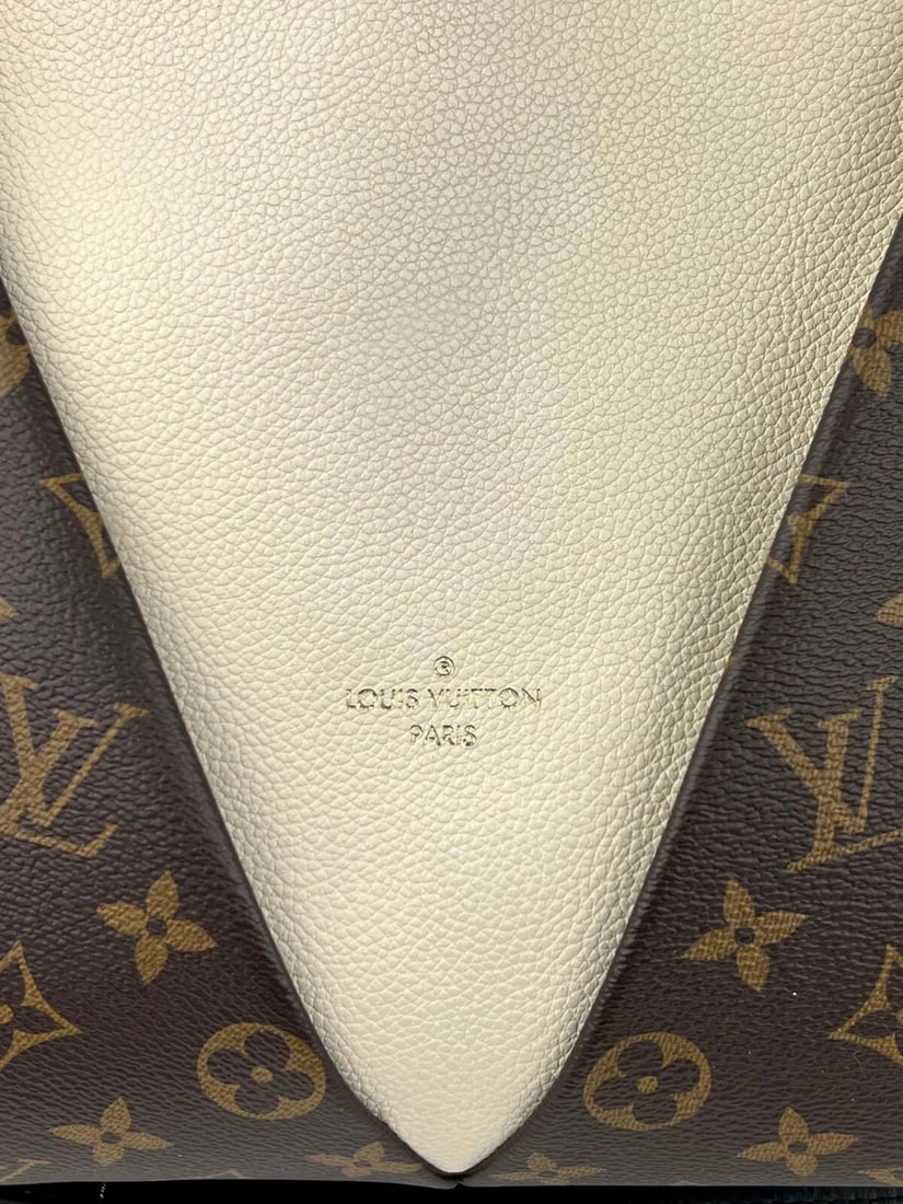 Louis Vuitton Braided V Tote MM Cream Leather Monogram Hand Bag - 5