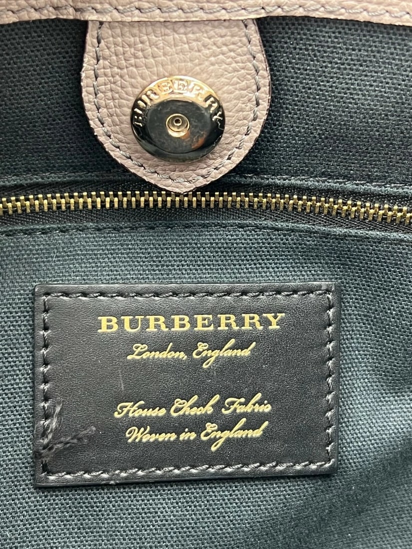 Burberry Banner House Check Leather Canvas Medium Hand Shoulder Bag - 11