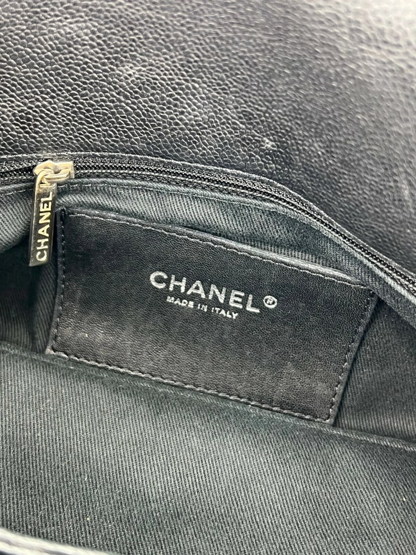CHANEL Just Mademoiselle Quilted Caviar Black Leather Bowling Shoulder Bag - 10