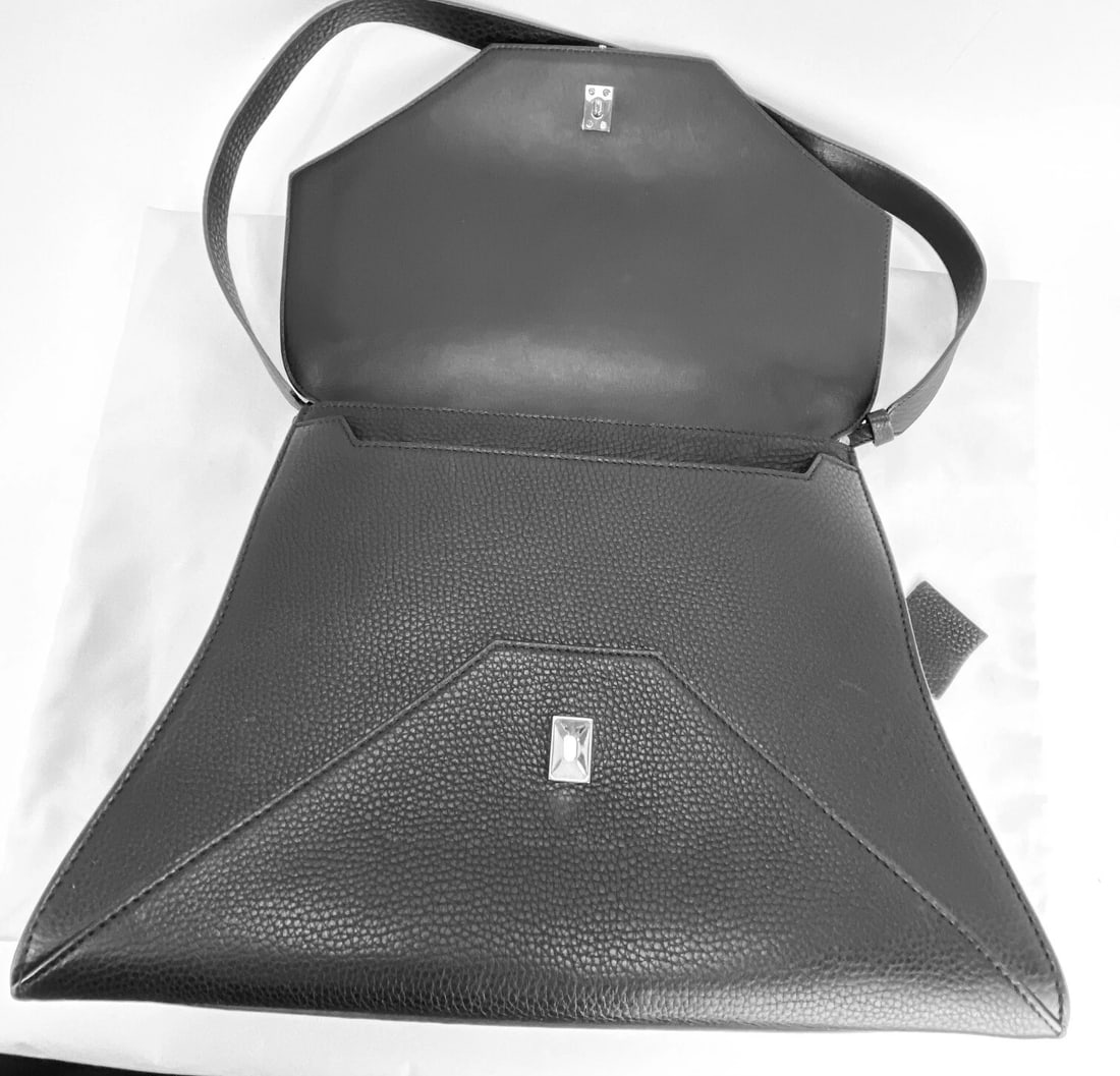 Givenchy Hand Bag Obsedia Medium Flap Black Pebbled Calfskin Satchel - 12