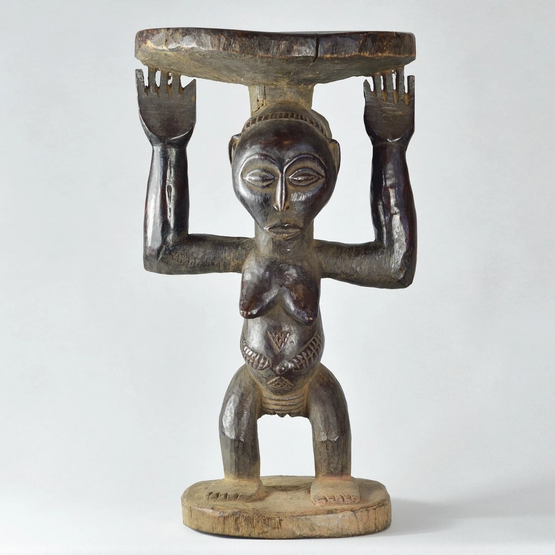 LUBA cariatid stool tabouret statue Congo African Tribal Art MC1789 (1 of 6)