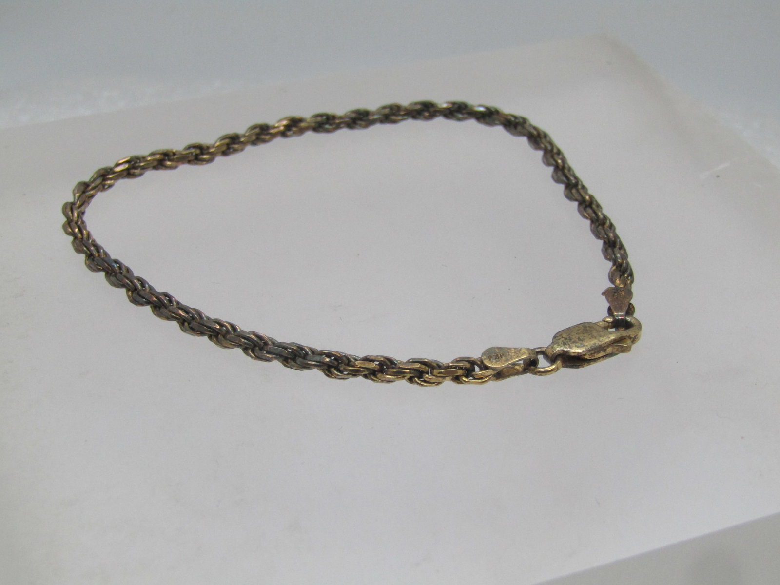 Vintage Sterling Vermeil Rope Bracelet, 8", Unisex, 1980's, Signed - 2
