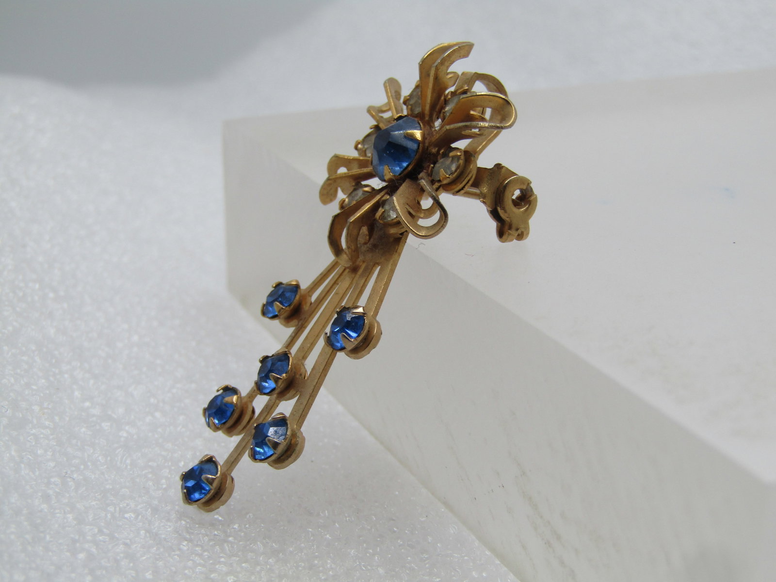 Vintage Blue/Clear Rhinestone Brooch/Pendant, 1950's-1960's - 2