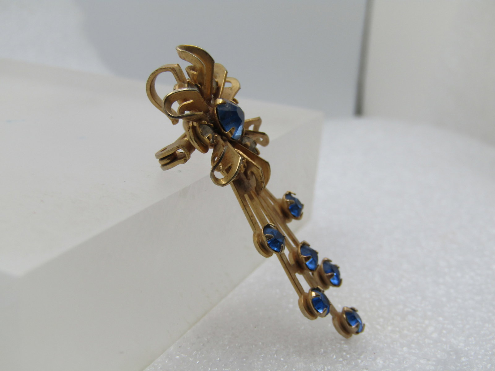Vintage Blue/Clear Rhinestone Brooch/Pendant, 1950's-1960's - 3