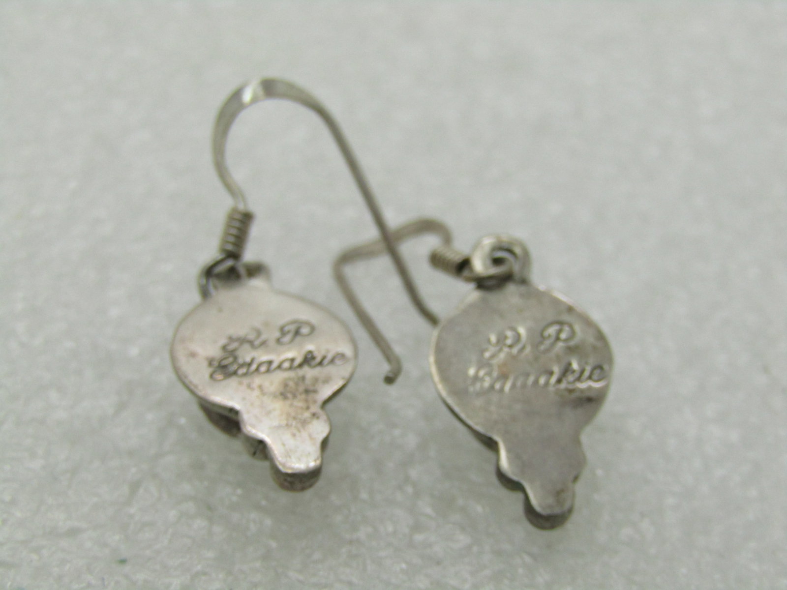 Signed Sterling Southwestern Charoite Sun Face Earrings, Signed R.P. Edaakie, Pierced - 5