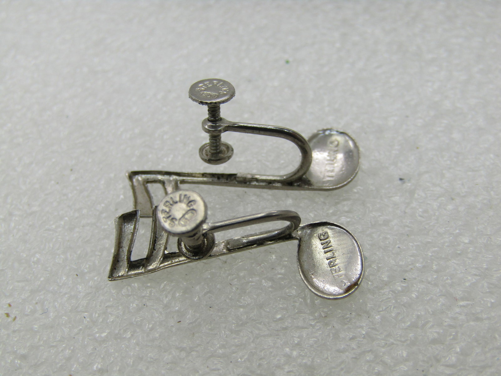 Vintage Sterling Silver Musical Notes Earrings, Screw Back, Signed SD, 1960's, appx. 1.76 grams. - 5