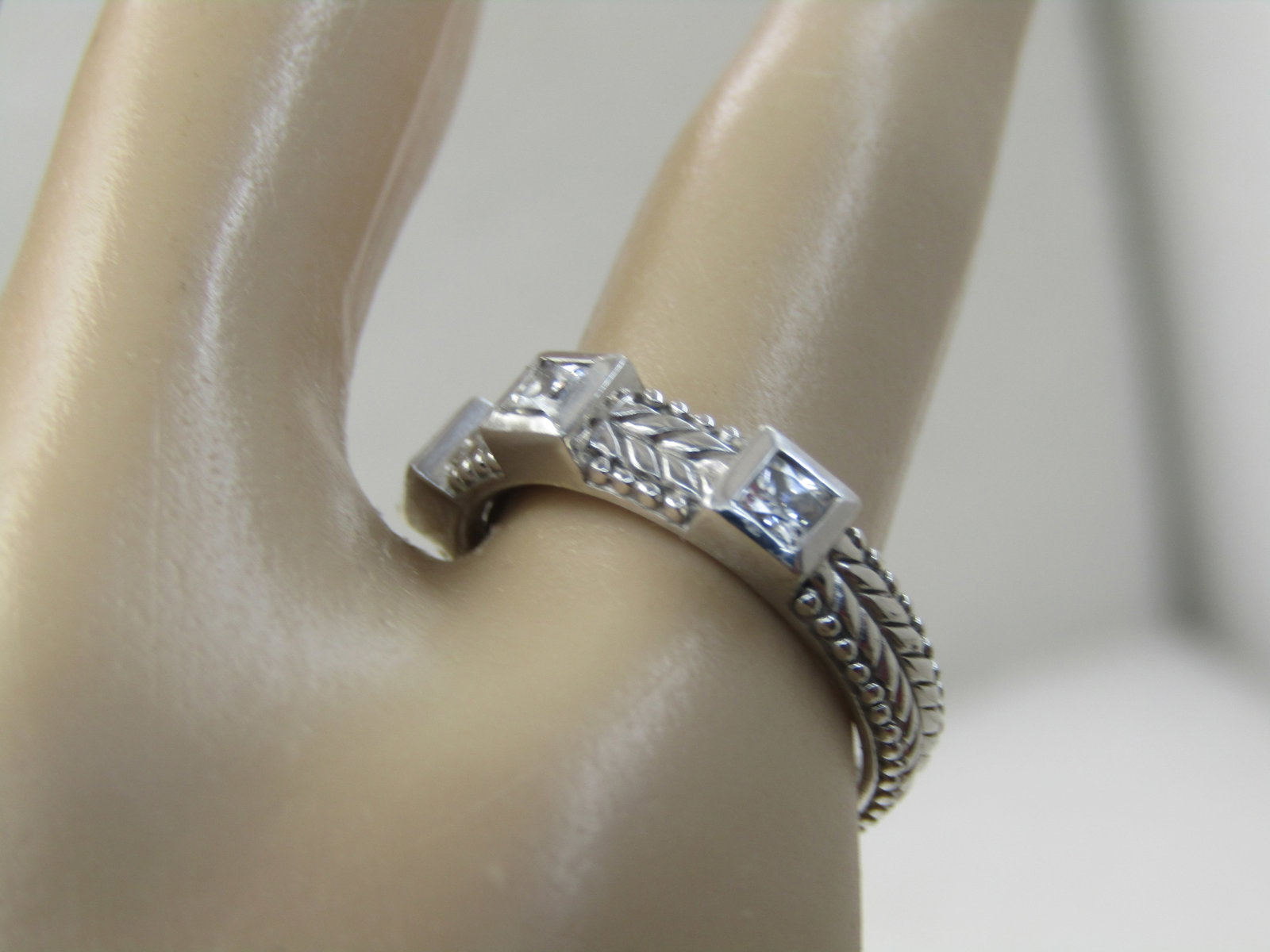 Vintage Judith Ripka Sterling CZ Ring/Band, Stackabe, Sz. 6 - 7