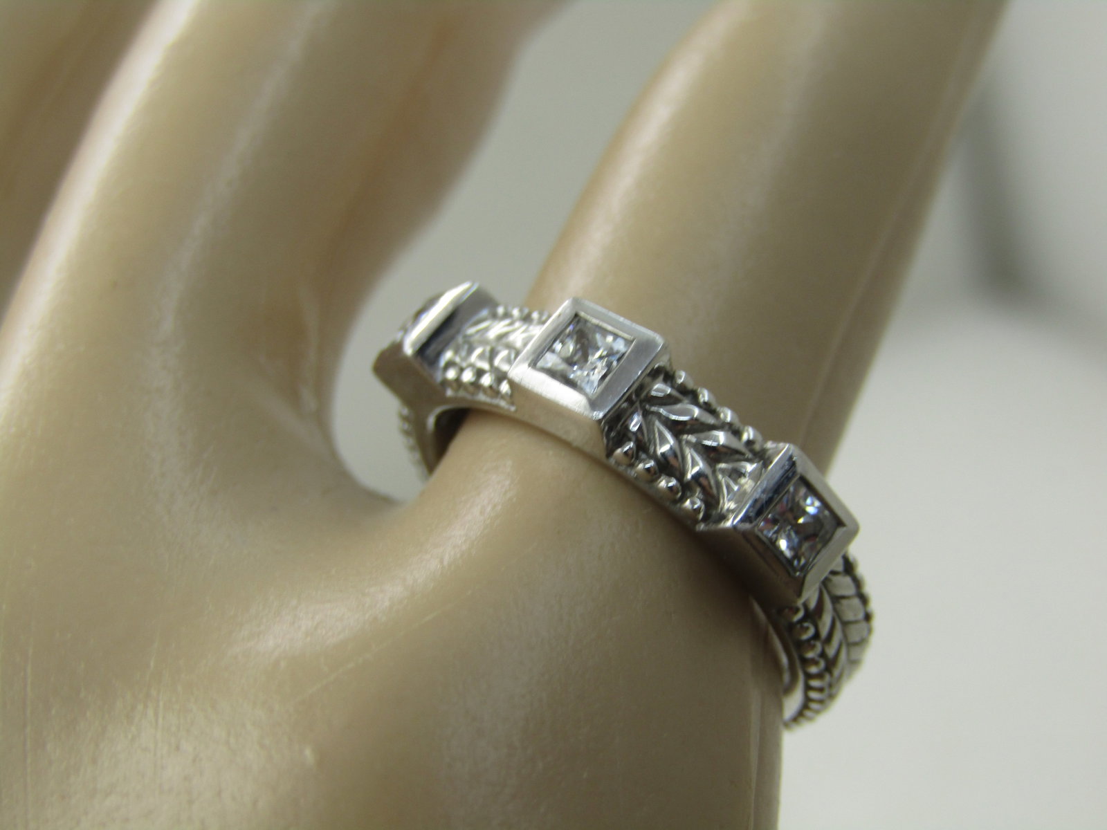 Vintage Judith Ripka Sterling CZ Ring/Band, Stackabe, Sz. 6 - 8