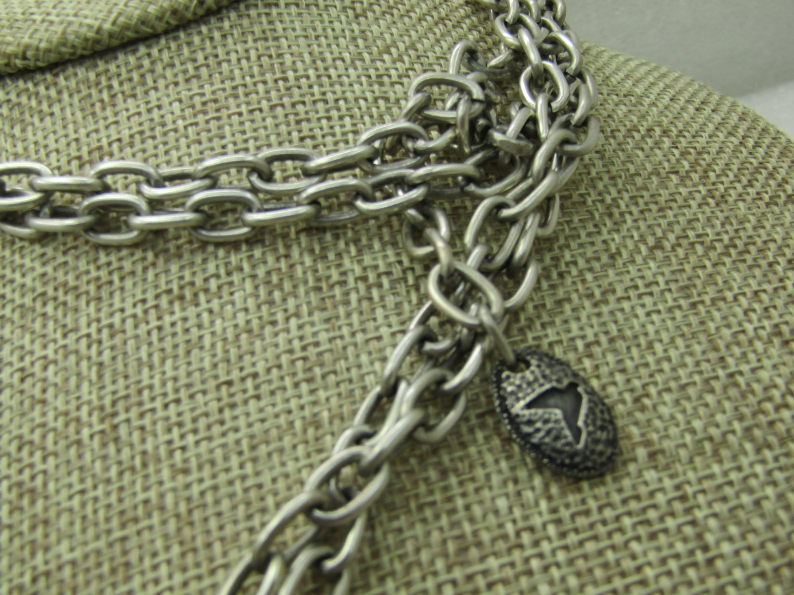 Double Strand Chunky Intertwined Hoop Necklace, 34", Silver Tone, Signed Treat NL - 4