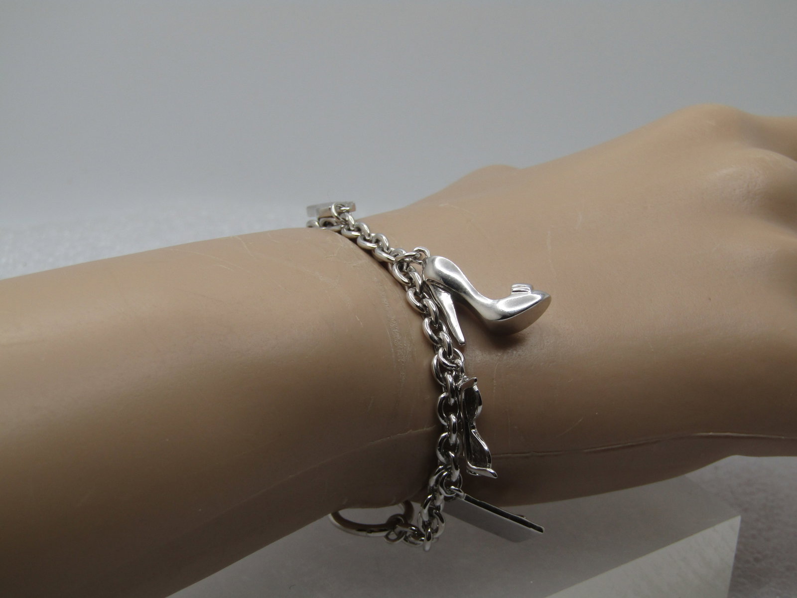 Vintage Posh Charm Bracelet, Toggle Clasp. 8", 1990's, Signed - 7