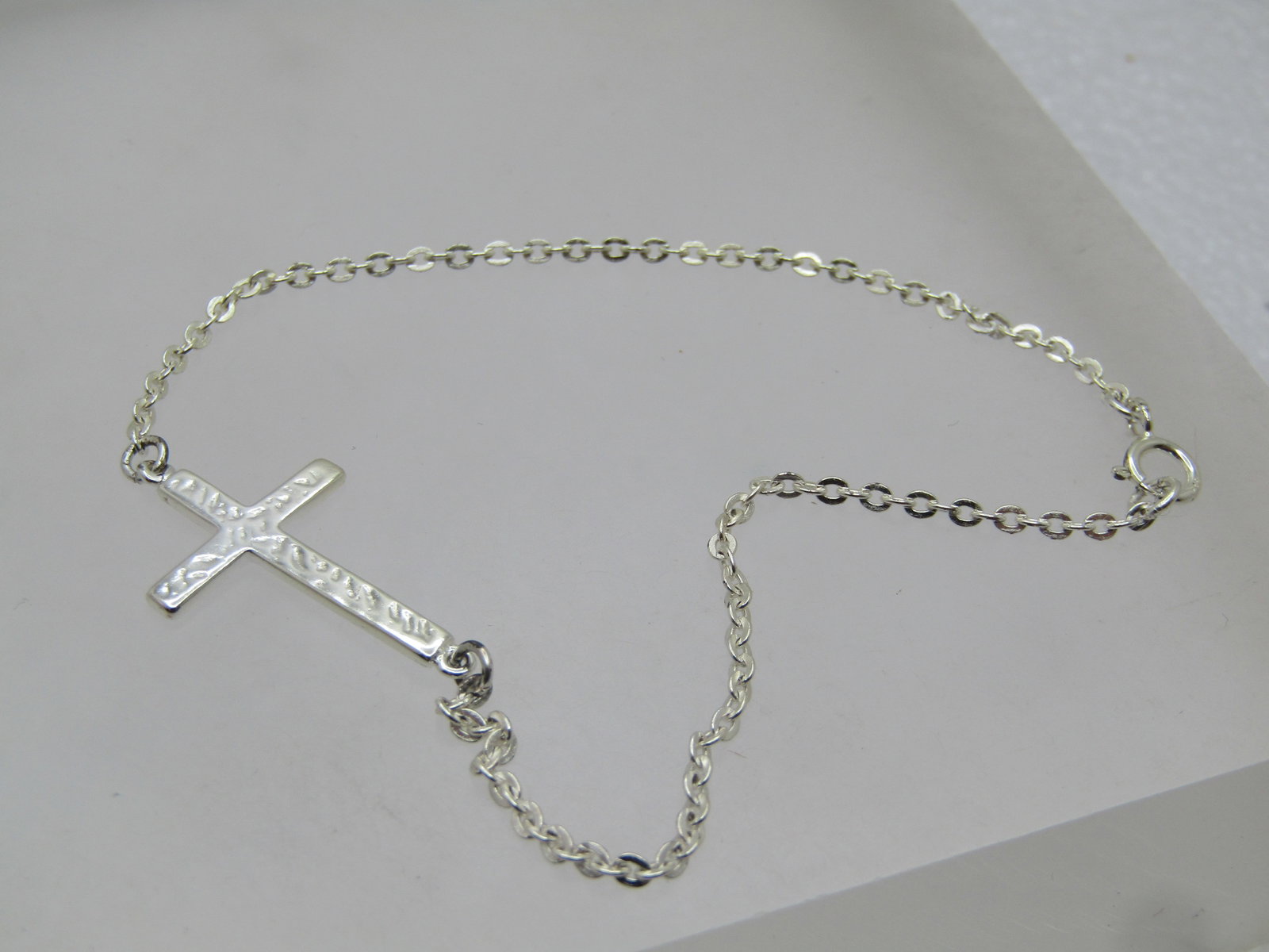 Sterling Cross Bracelet, 7.5", 1" Cross, 2000's - 4