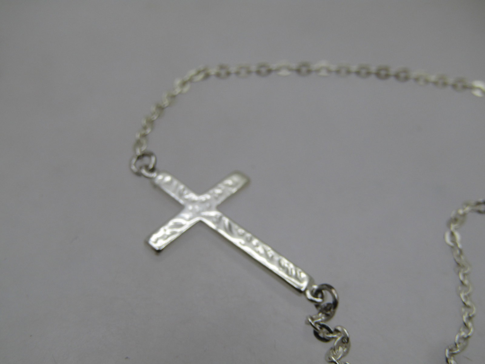 Sterling Cross Bracelet, 7.5", 1" Cross, 2000's - 5
