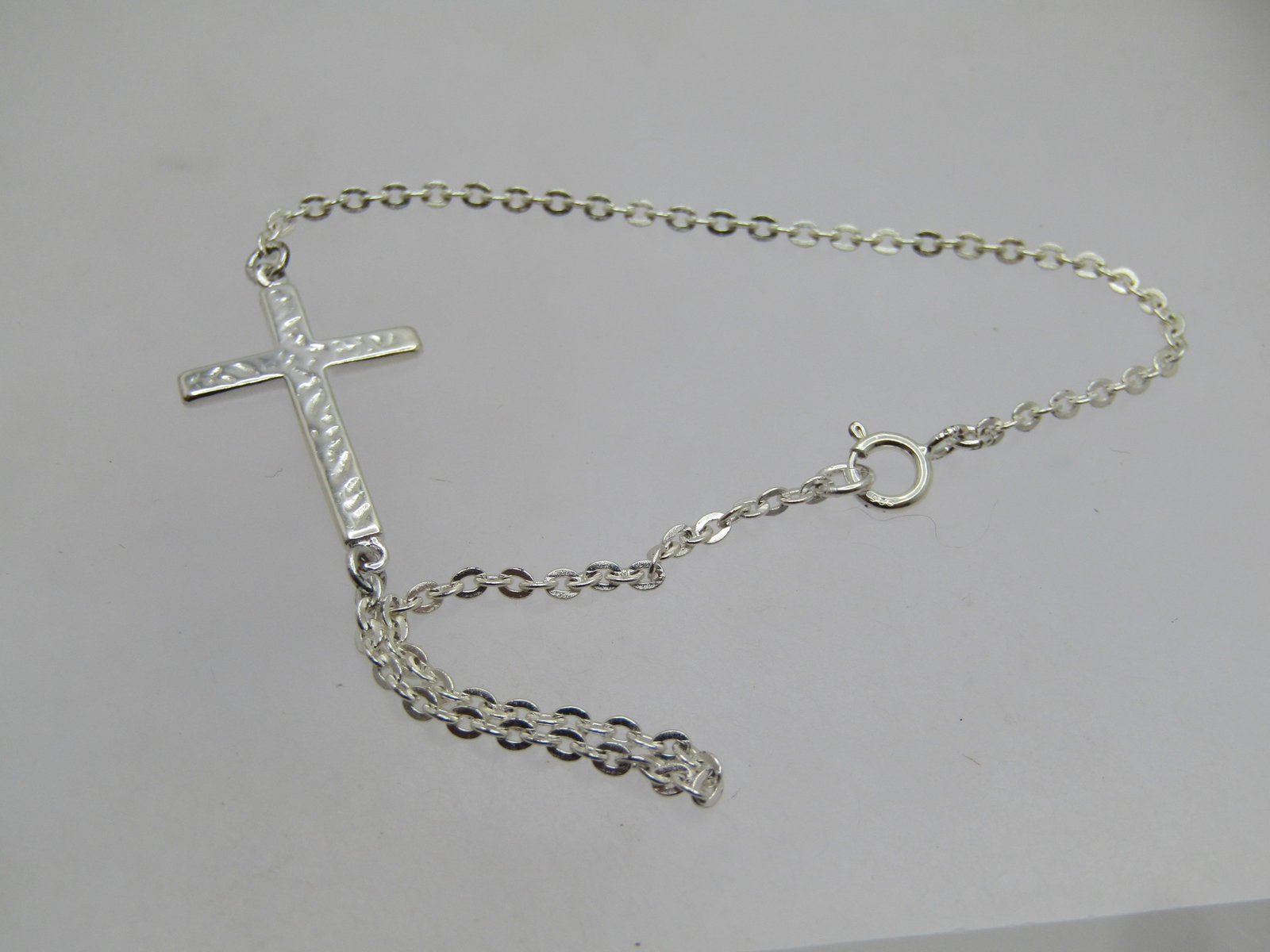 Sterling Cross Bracelet, 7.5", 1" Cross, 2000's - 6