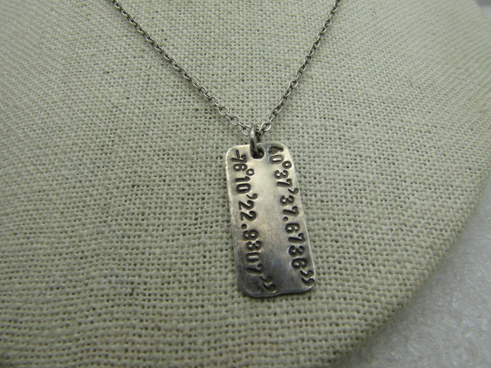 Sterling Silver Dog Tag Style Necklace, GPS Coordinates , Schuylkill Haven, PA 18" - 2