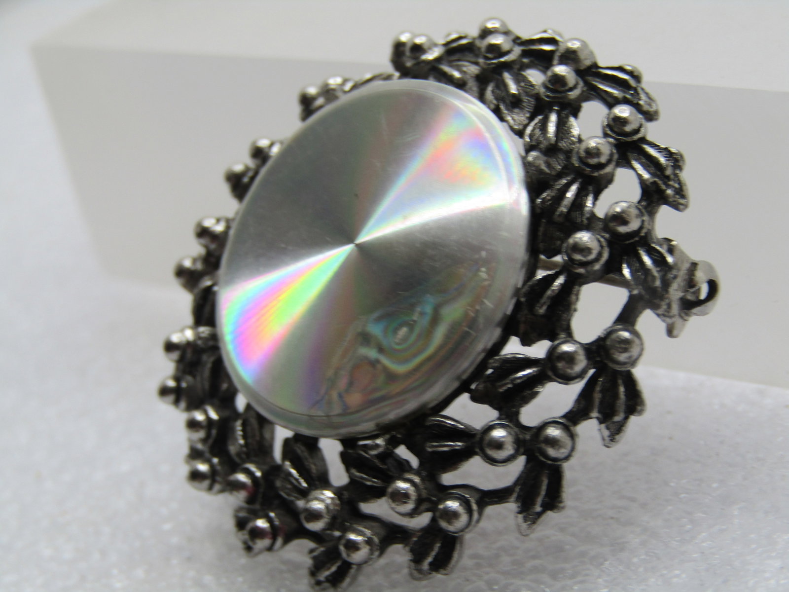 Vintage Holographic Wreath Brooch, Signed Jewelarama, 1960's, 1.5" - 2
