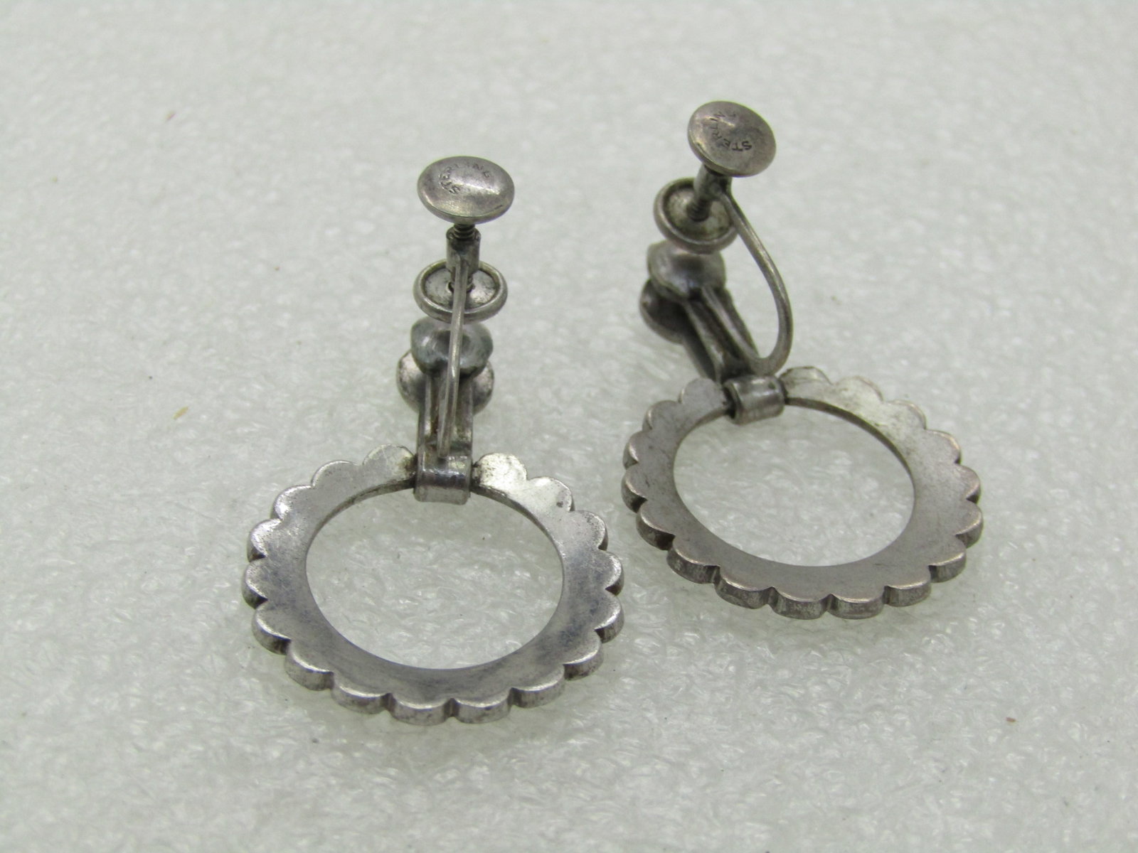 Vintage Sterling Silver Marcasite Earrings, Stud/Dangle, Marcasite, Mid-Century - 6