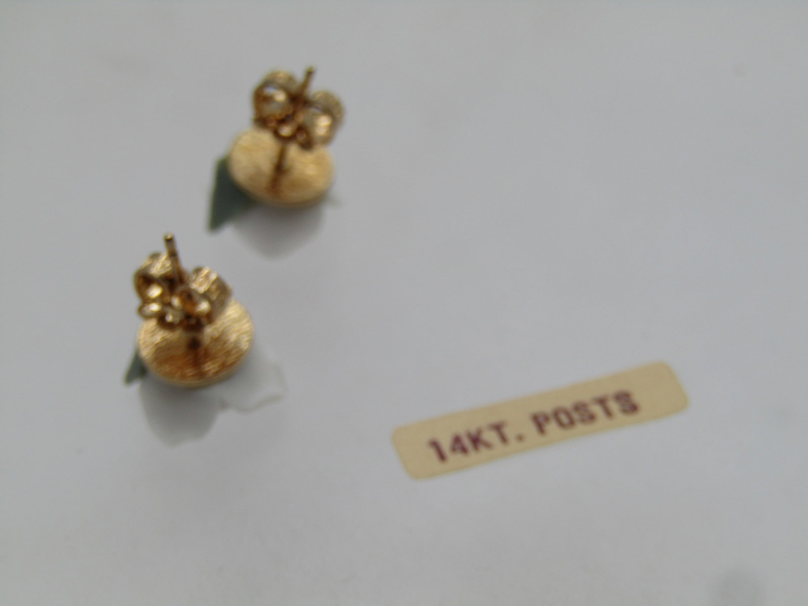 Vintage Porcelain White Rose Earrings, 14kt Posts, 1960's-1970's, Signed Amco - 4