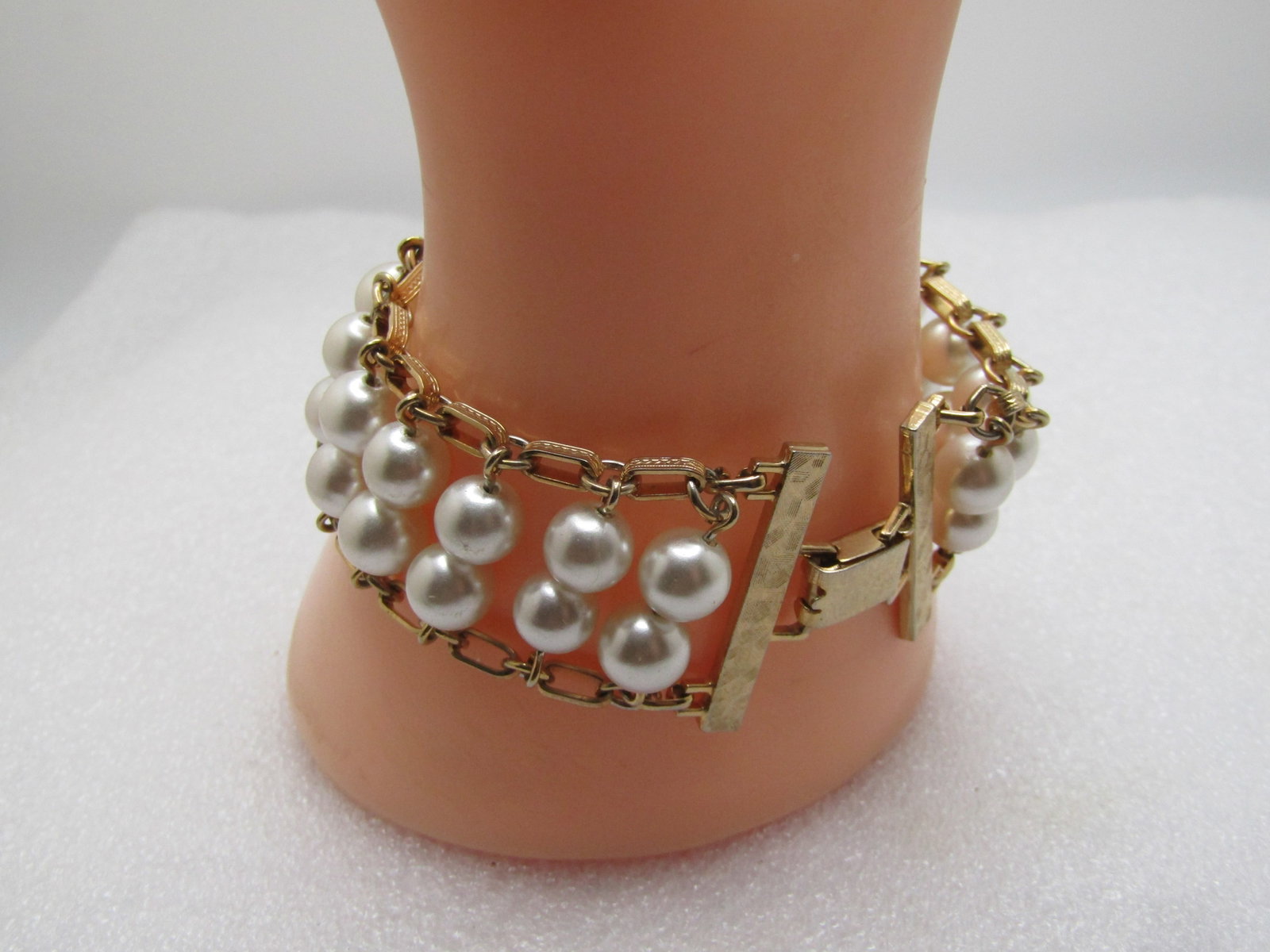 Vintage Double Faux Pearl Bracelet, 7.5" Sarah Coventry, 1960's-1970's - 2