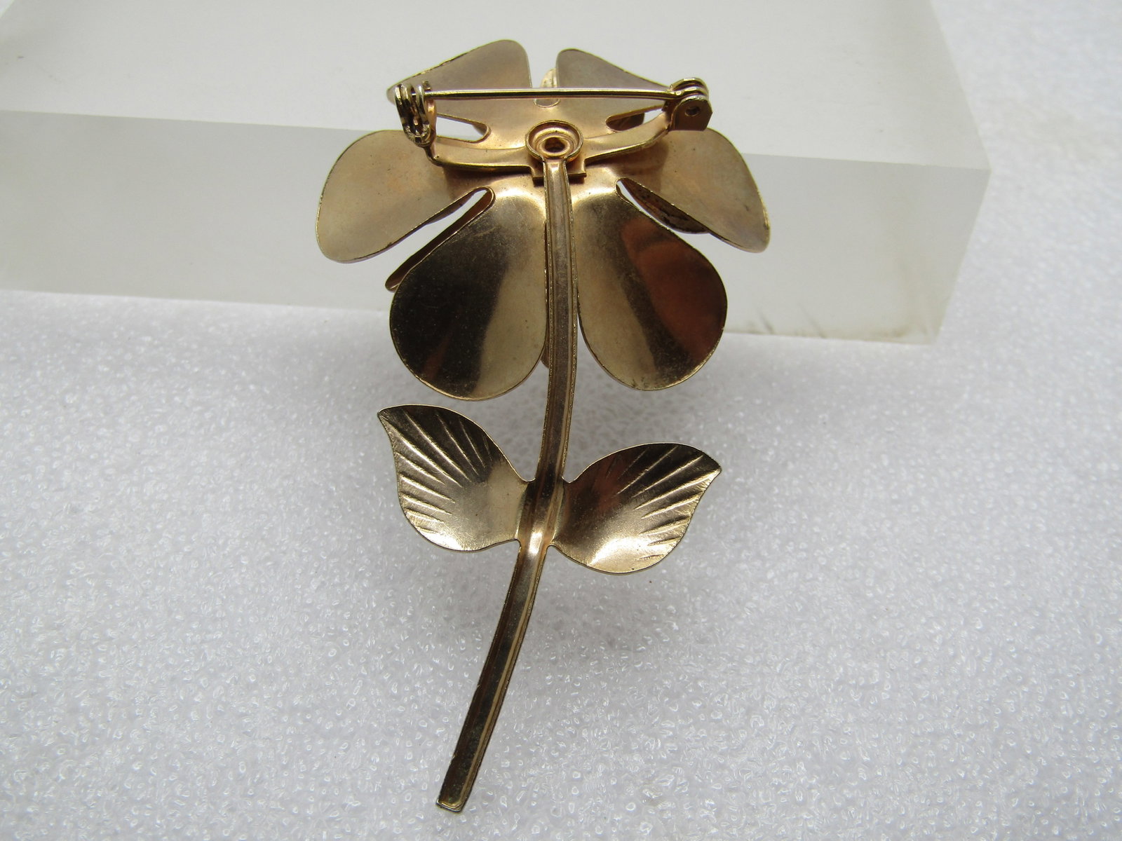 Vintage Blue Rhinestone Floral Stem Brooch, 1940's-1950's - 4
