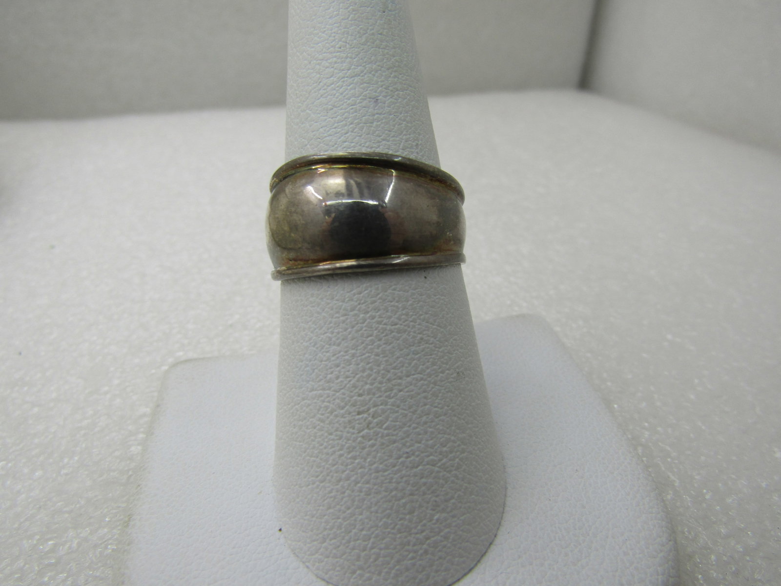 Vintage Sterling Silver 11mm Band Ring, Domed, Sz. 8.25, Signed MWS (1 of 6)