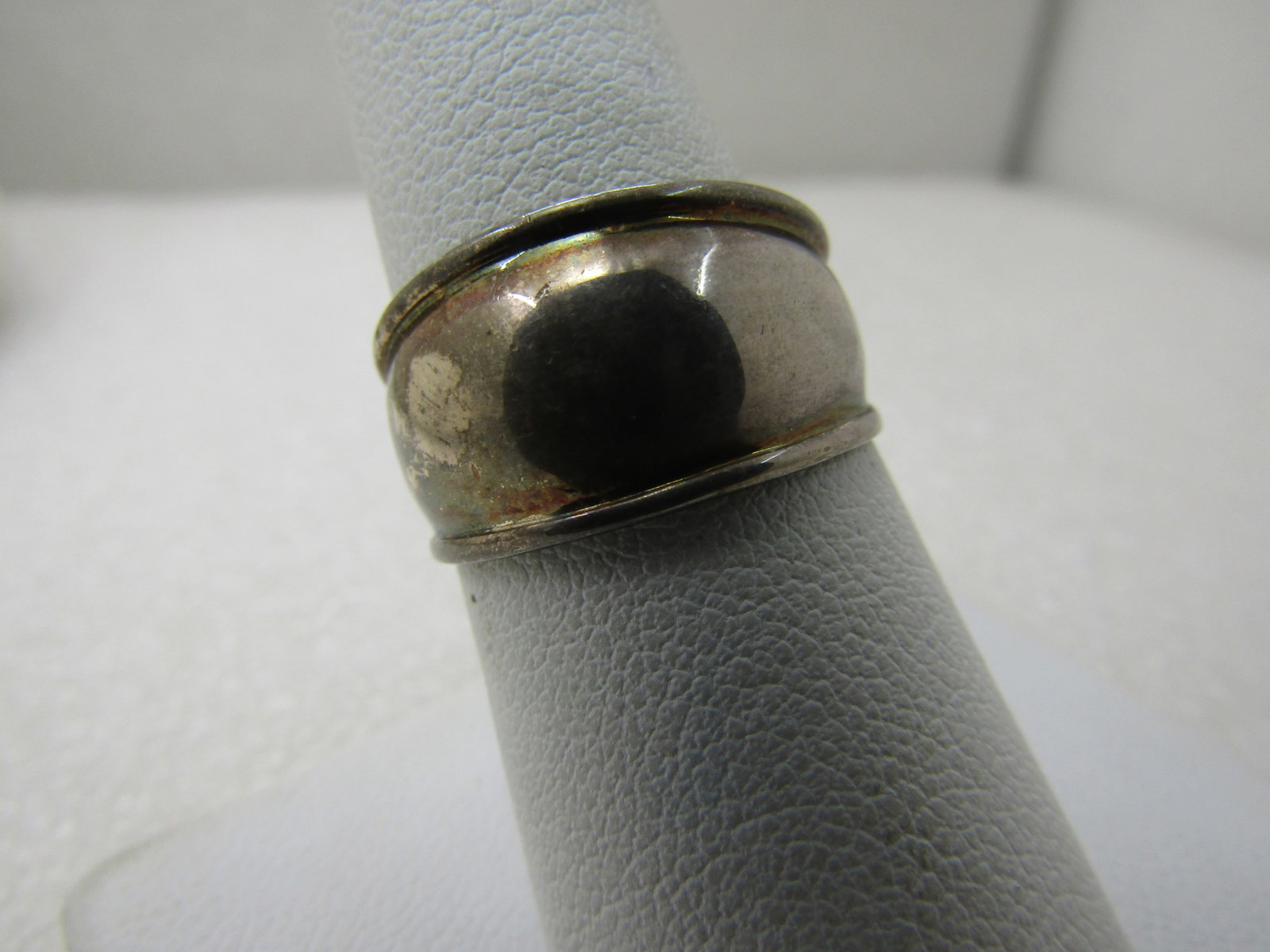 Vintage Sterling Silver 11mm Band Ring, Domed, Sz. 8.25, Signed MWS - 2