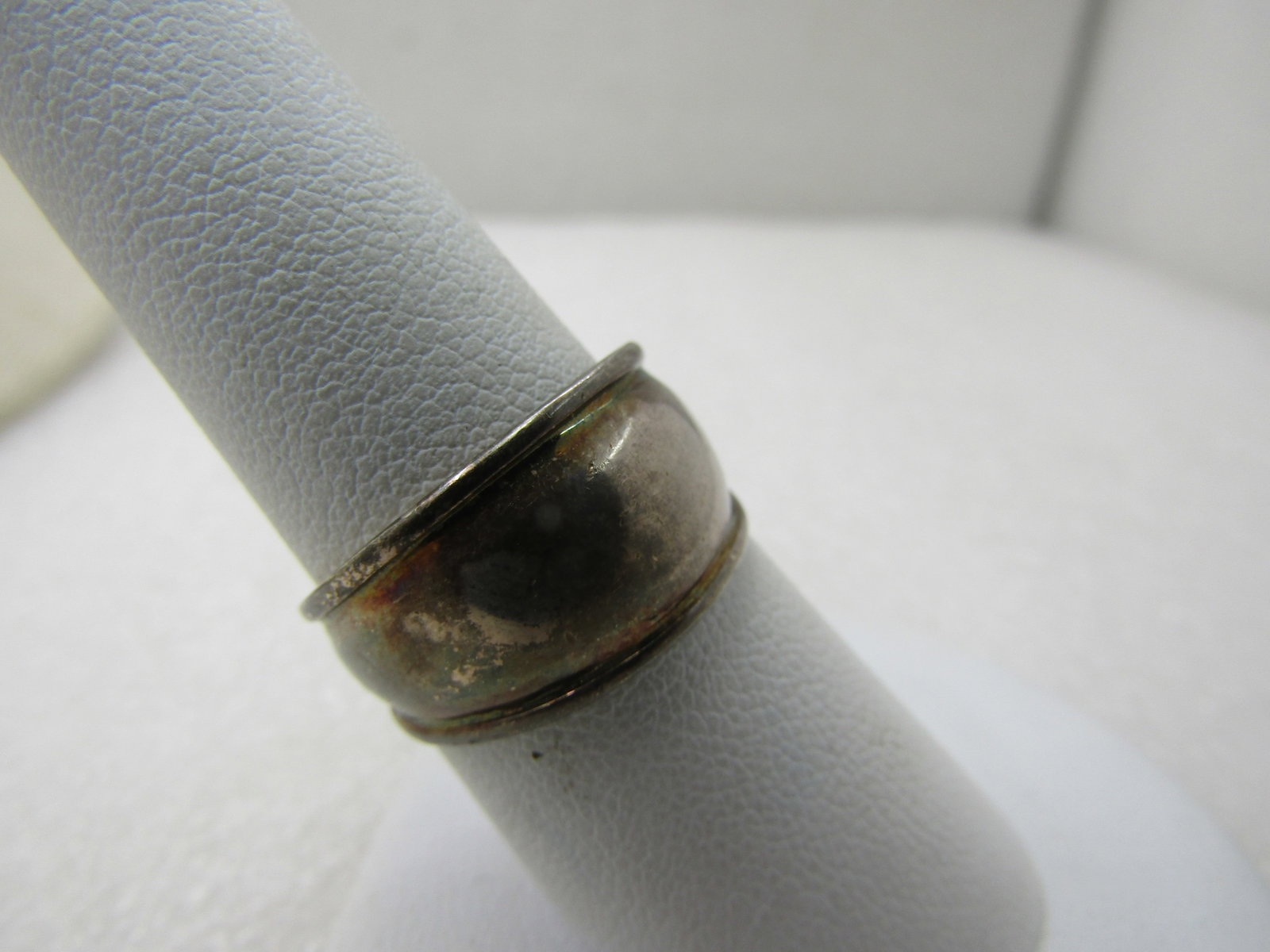 Vintage Sterling Silver 11mm Band Ring, Domed, Sz. 8.25, Signed MWS - 3