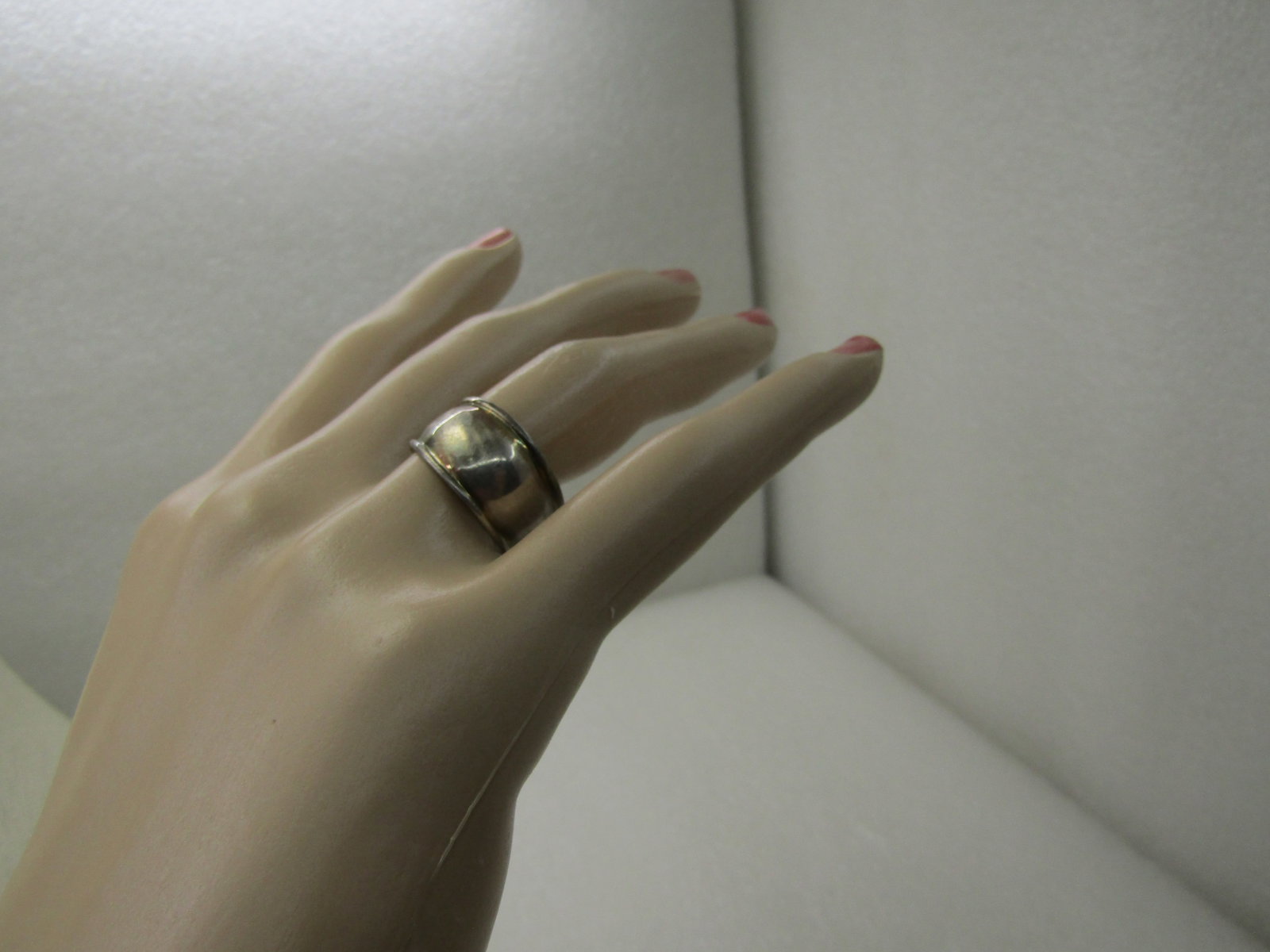 Vintage Sterling Silver 11mm Band Ring, Domed, Sz. 8.25, Signed MWS - 6