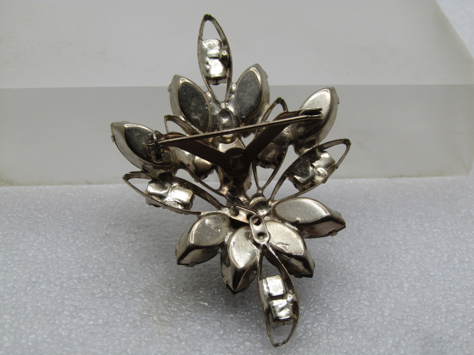 Vintage Black Clear Rhinestone Brooch, 1950's-1960's - 4