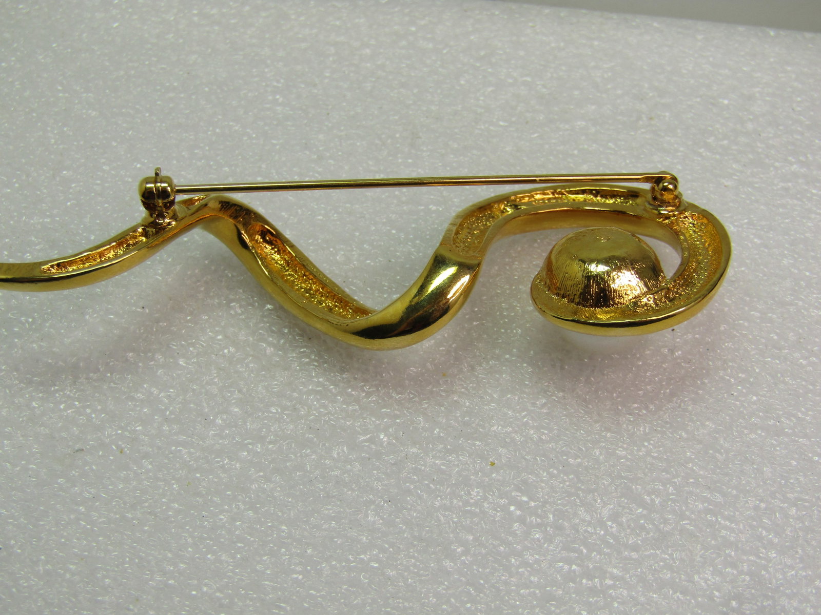 Vintage Squiggle Faux Pearl Brooch, 1990's. Mod Design - 5