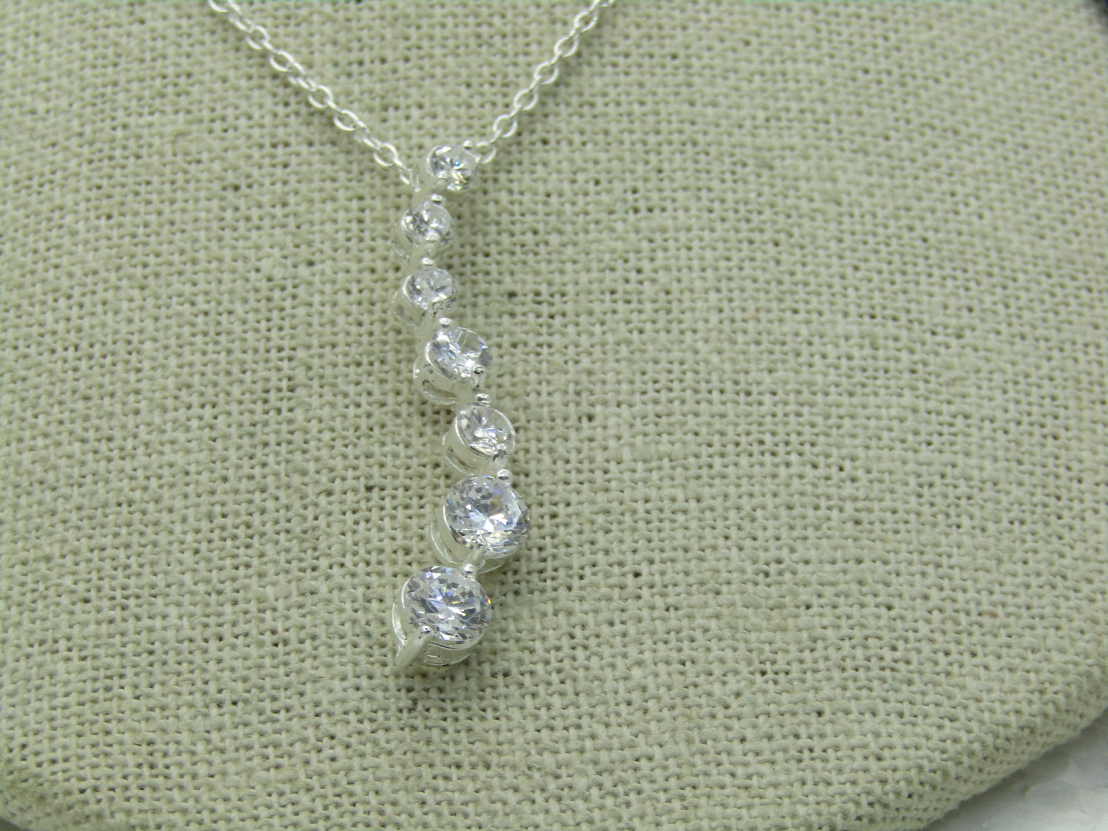 Sterling Silver CZ Journey Necklace, 18", With Tags - 2