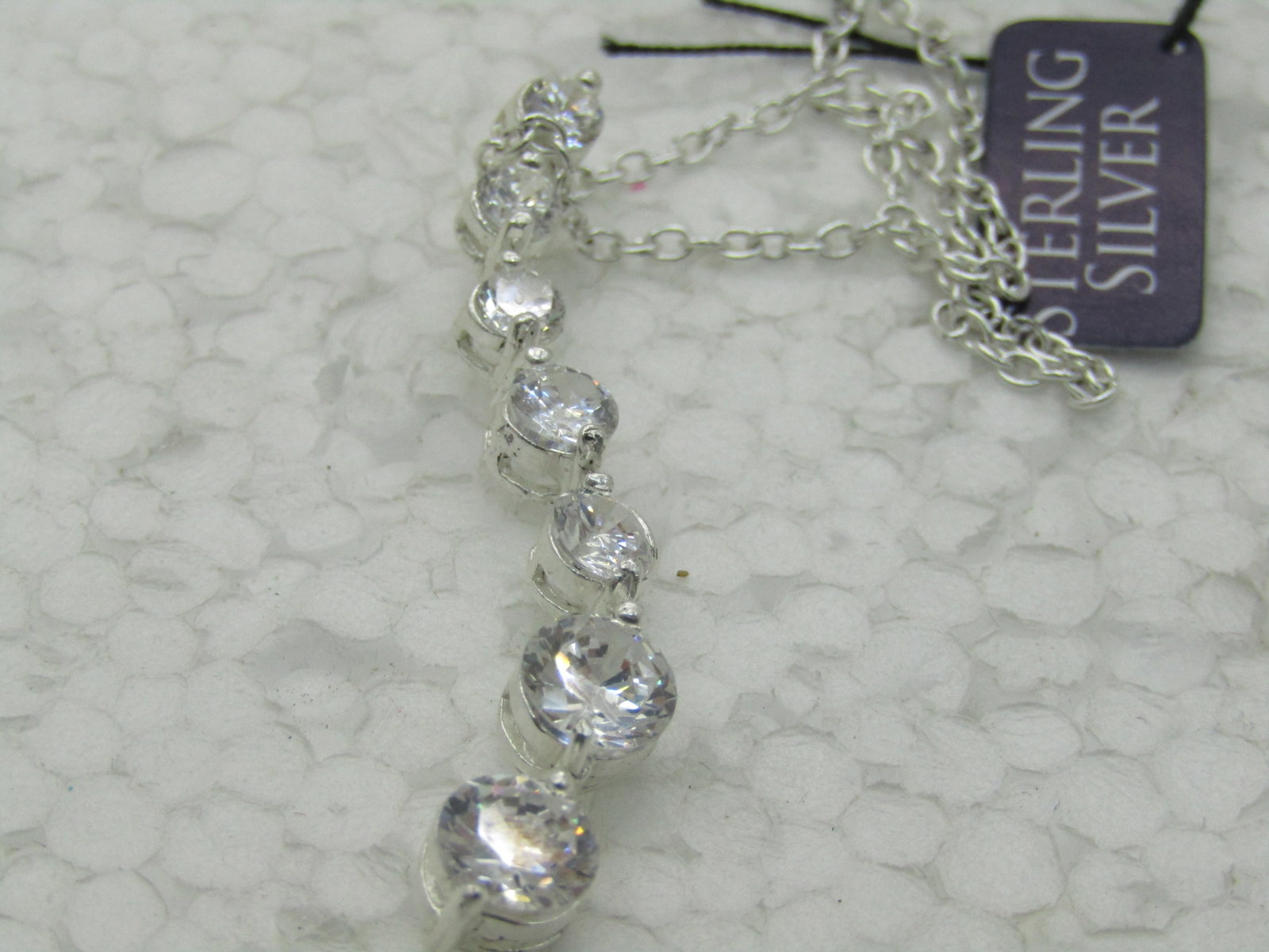 Sterling Silver CZ Journey Necklace, 18", With Tags - 7
